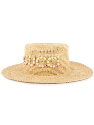 Gucci logo-patch raffia hat