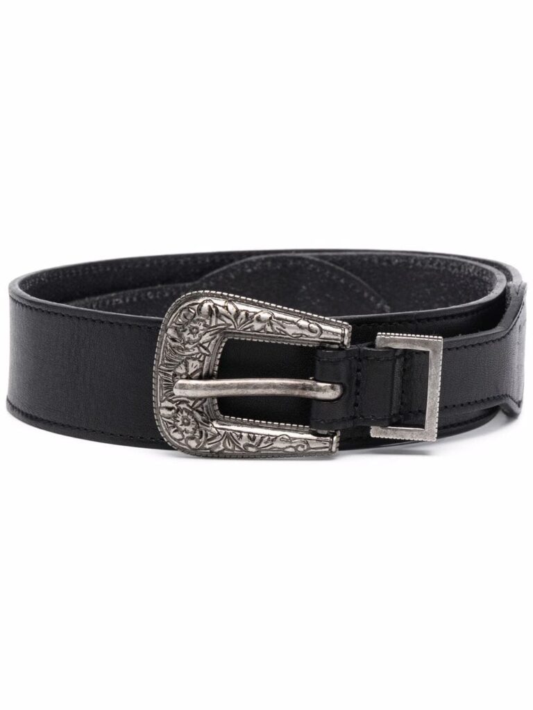 Saint Laurent engraved-buckle leather belt