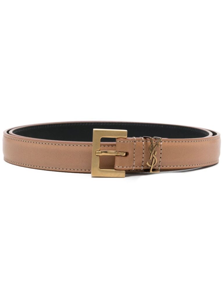 Saint Laurent logo-plaque leather belt