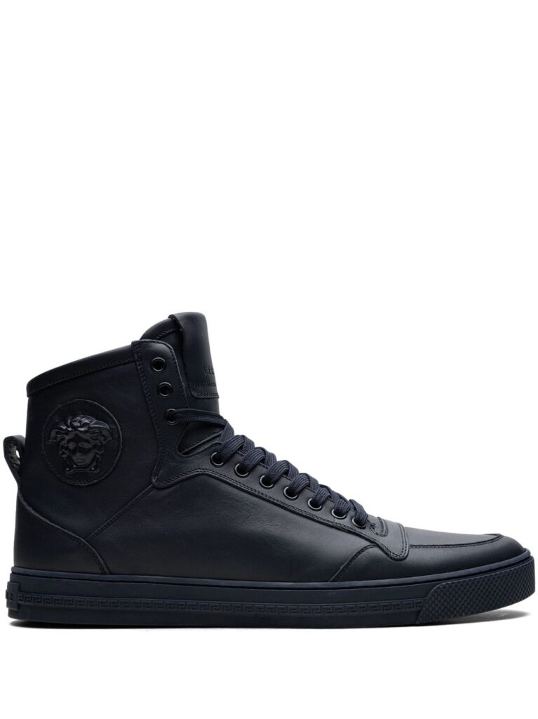 Versace high-top leather "Navy" sneakers